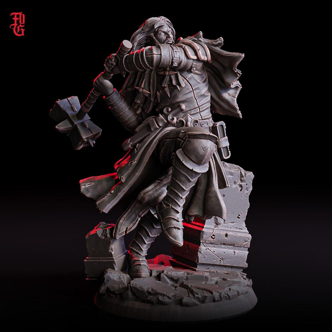 Human Cleric with Battle Hammer, Paladin, Fighter |28mm,32mm,54mm,75mm,100mm Scales |Player Character Mini | D&amp;D 5e Pathfinder Flesh of Gods