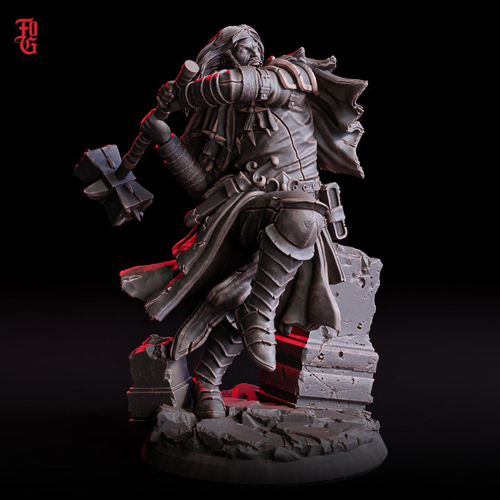Human Cleric with Battle Hammer, Paladin, Fighter |28mm,32mm,54mm,75mm,100mm Scales |Player Character Mini | D&amp;D 5e Pathfinder Flesh of Gods