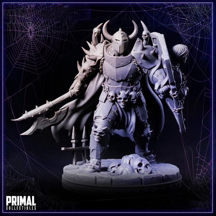 Death Knight, Oathbreaker Paladin Axe and Cadaver Shield PC NPC | 28mm,32mm,54mm, 75mm, 100mm Scales| Dungeons &amp; Dragons| Pathfinder |