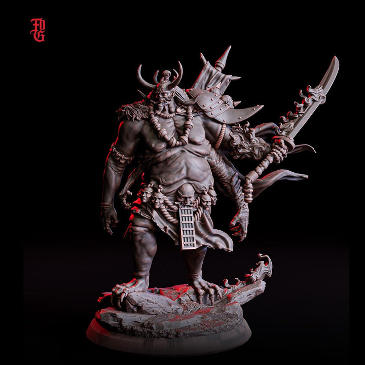 Oni Demon Fiend ( 5 sizes ) | 28mm,32mm,54mm,75mm,100mm Scale - Boss Monster Mini - Minis - D&amp;D 5e - Pathfinder Figurine | Flesh of Gods