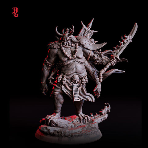 Oni Demon Fiend ( 5 sizes ) | 28mm,32mm,54mm,75mm,100mm Scale - Boss Monster Mini - Minis - D&D 5e - Pathfinder Figurine | Flesh of Gods