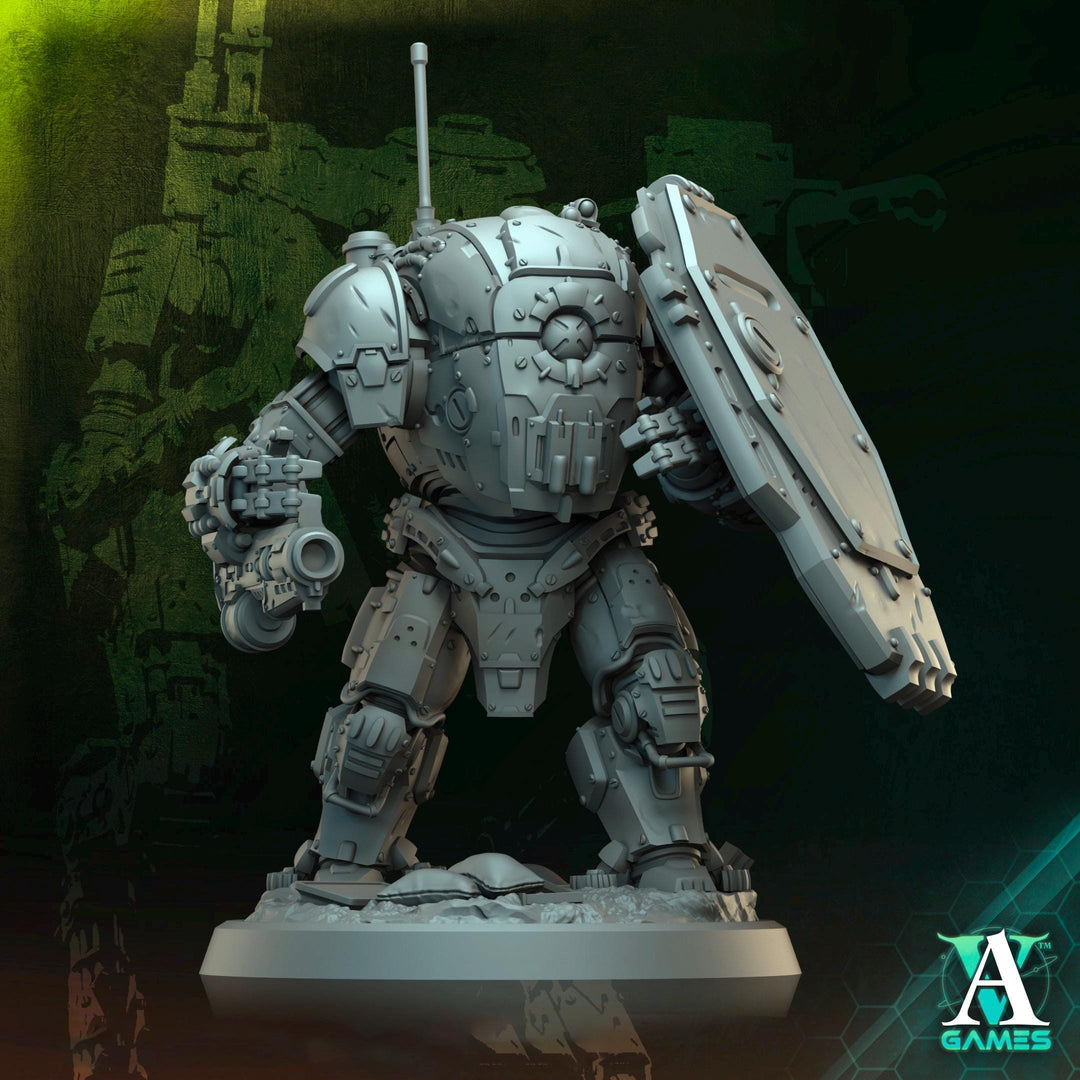 Sci-Fi Heavy Terminator Battle Mech Unpainted Resin | 40mm, 50mm, 65mm 80mm BASE SIZES | Argo Bulwark Morior Invictus | Archvillain Games