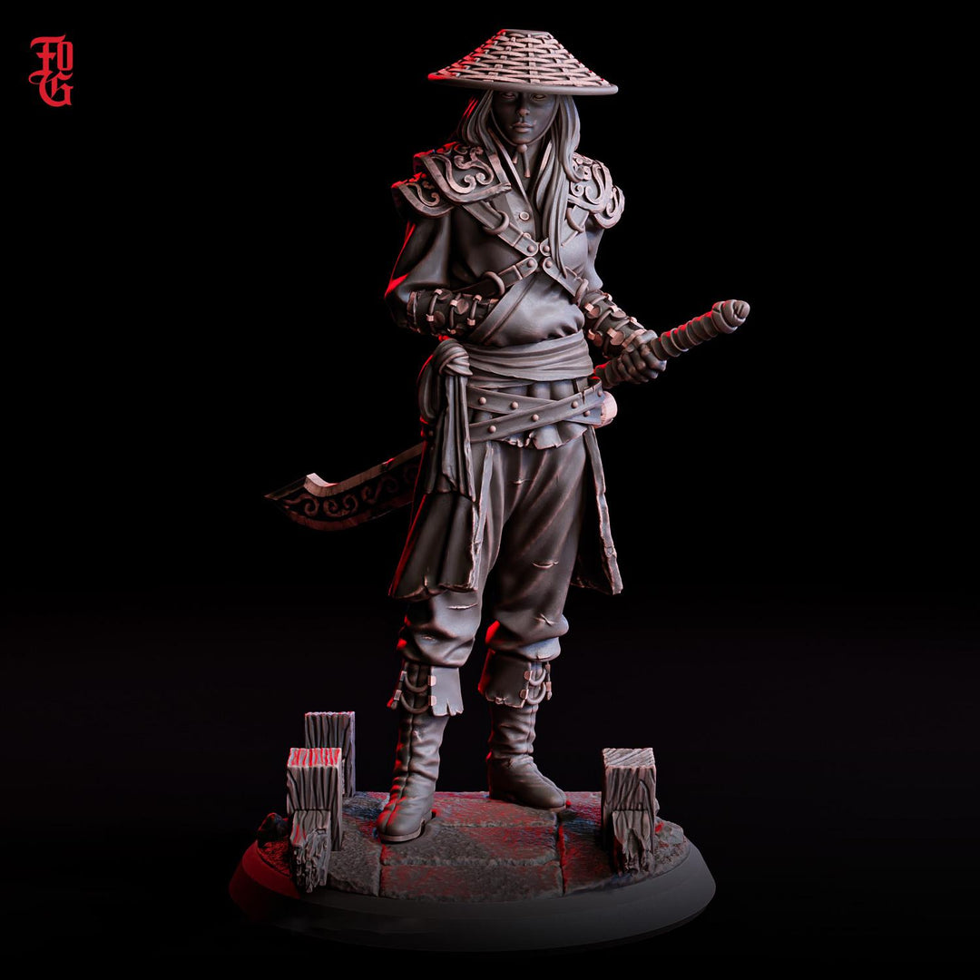 Female Fighter, Warlock Hexblade, Monk Kensai PC / NPC | 28mm, 32mm,54mm75mm,100mm Scales | Mini D&amp;D 5e Pathfinder Figurine | Flesh of Gods