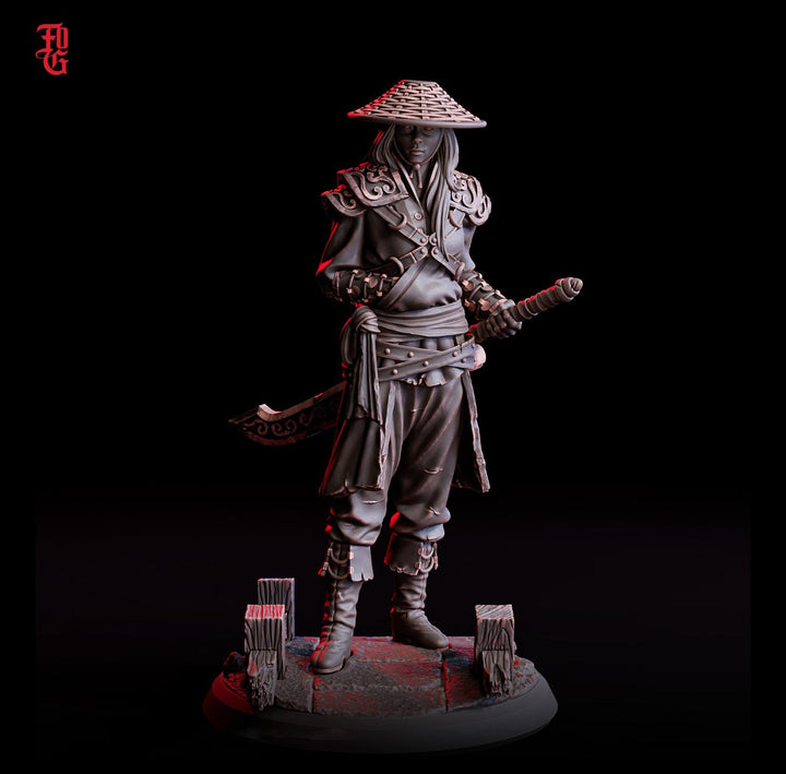 Female Fighter, Warlock Hexblade, Monk Kensai PC / NPC | 28mm, 32mm,54mm75mm,100mm Scales | Mini D&amp;D 5e Pathfinder Figurine | Flesh of Gods