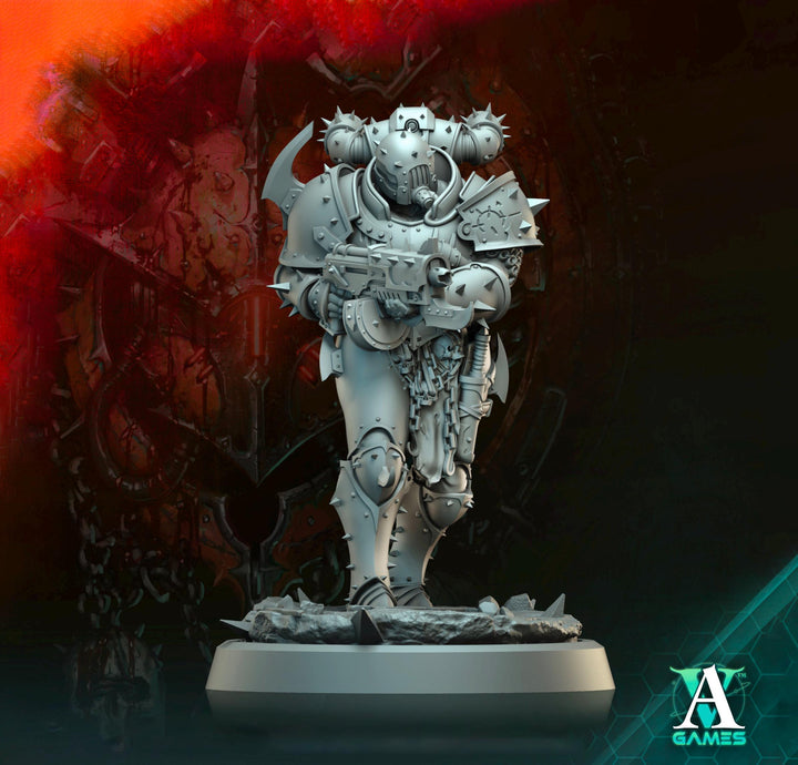Sci-Fi Miniature Chaos Space Knight, Orbita Hellscape Legions Marauder | 28mm,32mm, 54mm, 75mm,100mm Scales | Resin Mini | Archvillain Games