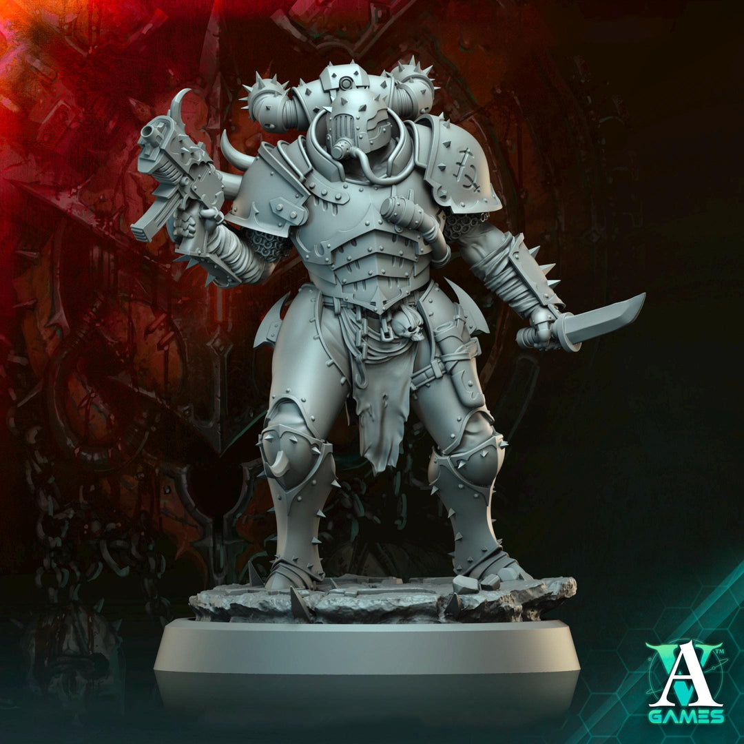 Sci-Fi Miniature Chaos Space Knight, Orbita Hellscape Legions Marauder | 28mm,32mm, 54mm, 75mm,100mm Scales | Resin Mini | Archvillain Games