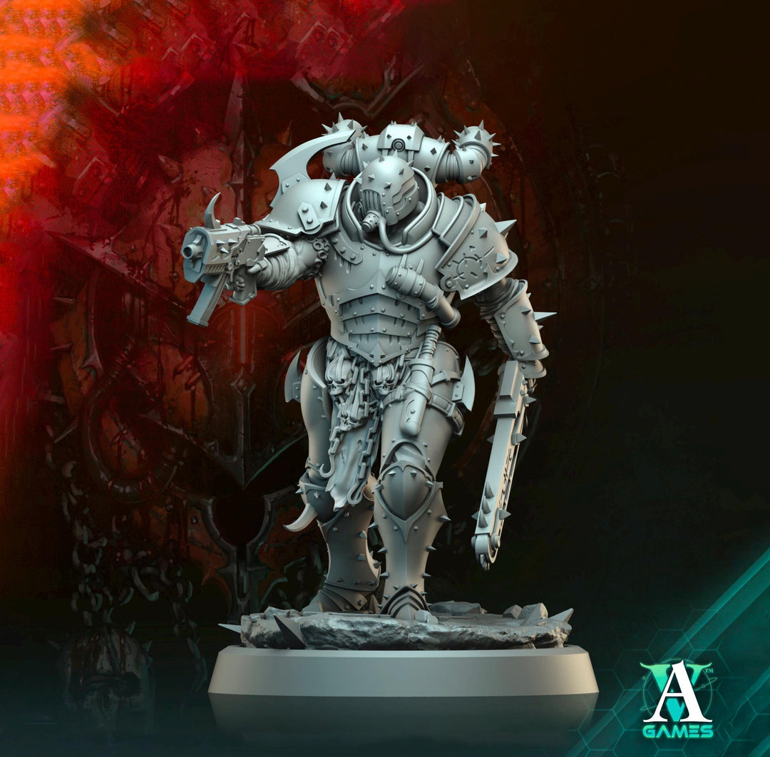 Sci-Fi Miniature Chaos Space Knight, Orbita Hellscape Legions Marauder | 28mm,32mm, 54mm, 75mm,100mm Scales | Resin Mini | Archvillain Games
