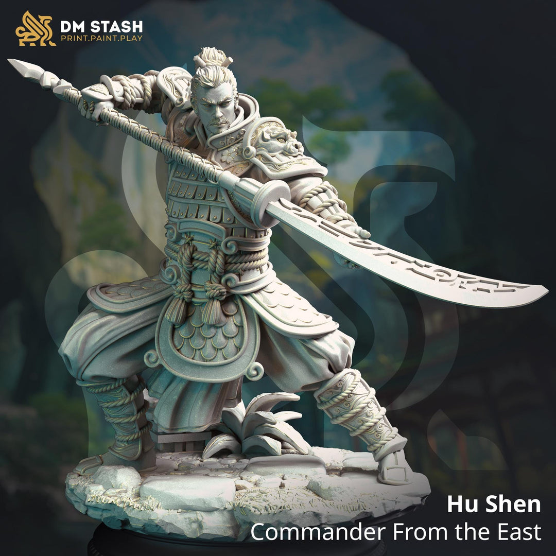 Human Fighter Polearm Battlemaster, Paladin | Miniature | 28mm, 32mm, 54mm,75mm, 100mm Scales | Pathfinder Figure | DnD Figurine unpainted |