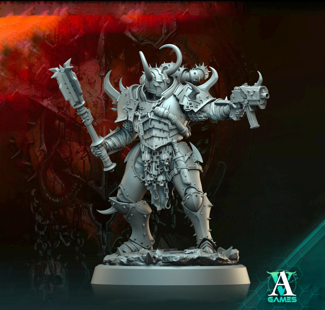 Sci-Fi Miniature Chaos Space Knight, Orbita Hellscape Legions Marauder | 28mm,32mm, 54mm, 75mm,100mm Scales | Resin Mini | Archvillain Games