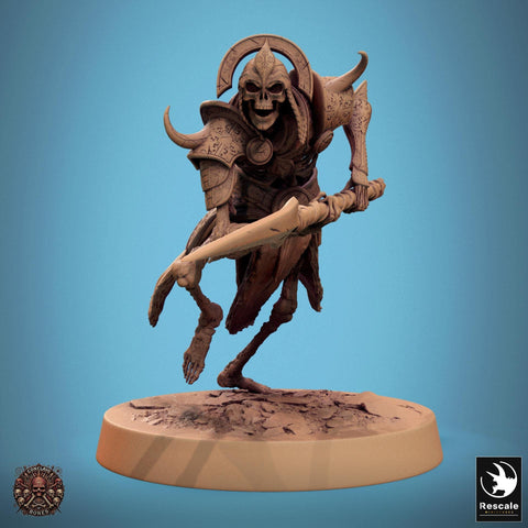 Skeleton Persian Warrior with Spear | Undead Unpainted miniature DnD | 28mm, 32mm, 54mm, 75mm,100mm | Pathfinder | Rescale Miniatures