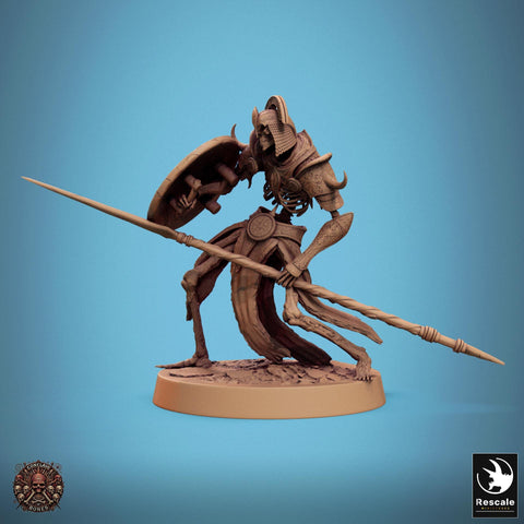 Skeleton Persian Warrior Spear and Shield | Undead Unpainted miniature DnD | 28mm, 32mm, 54mm, 75mm,100mm | Pathfinder | Rescale Miniatures