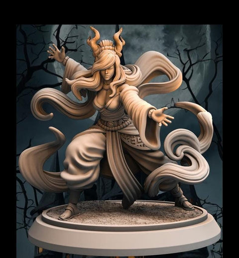 Tiefling Female Monk, Sorcerer PC NPC Miniature NSFW Topless versions | 28mm,32mm,54mm,75mm,100mm Scales |DnD 5e