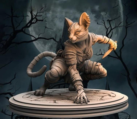 Female Tabaxi,Rogue, Swashbuckler, Werecat, Catfolk PC NPC | Also NSFW Topless |Unpainted Miniature 28mm,32mm,54mm,75mm,100mm Scales |DnD 5e