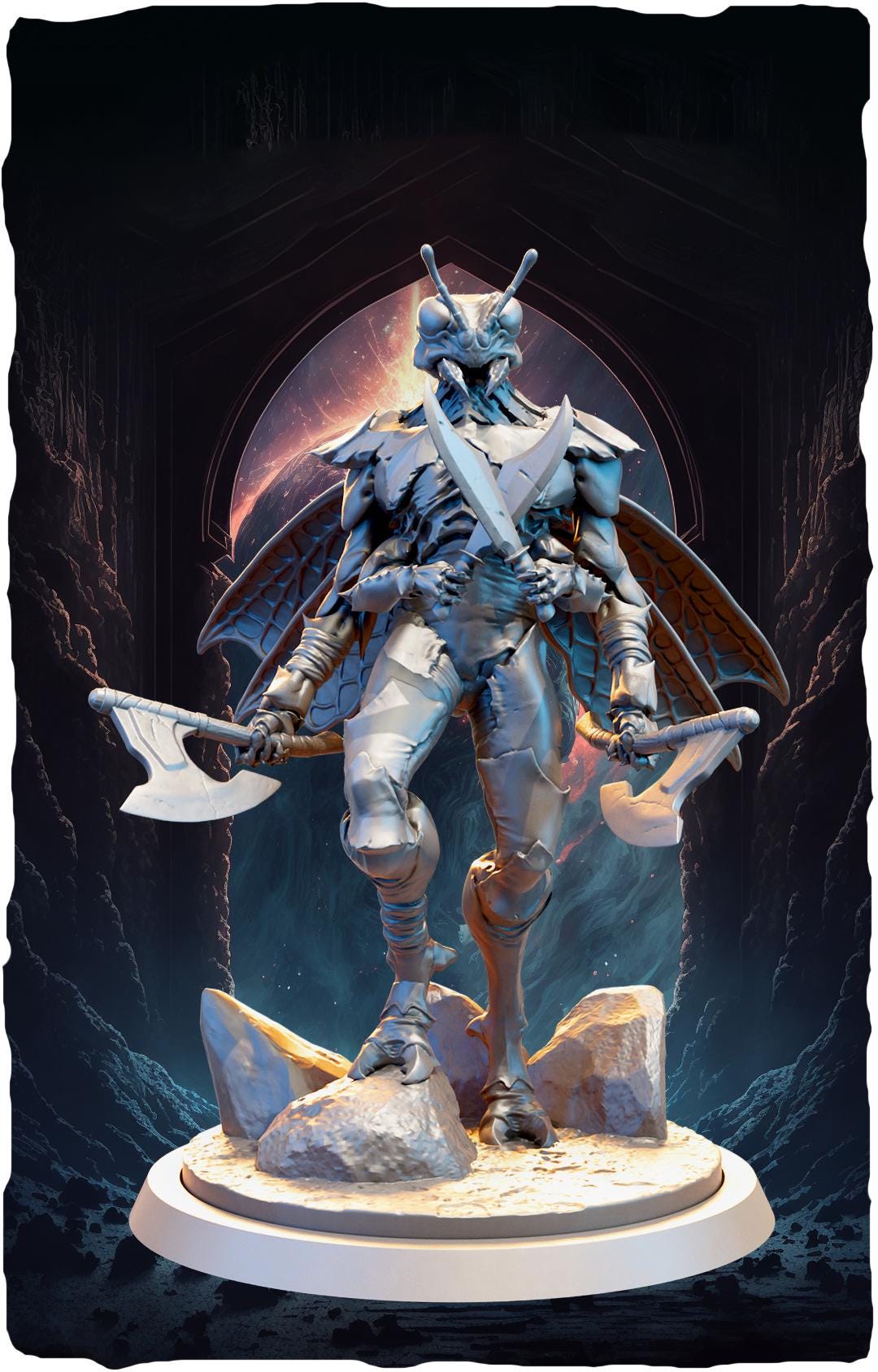 Thri-Kreen Fighter, Insect Folk, Miniature | 28mm,32mm,54mm,75mm,100mm Scales | Dungeons &amp; Dragons Pathfinder | DnD 5e gift idea, RPG figure