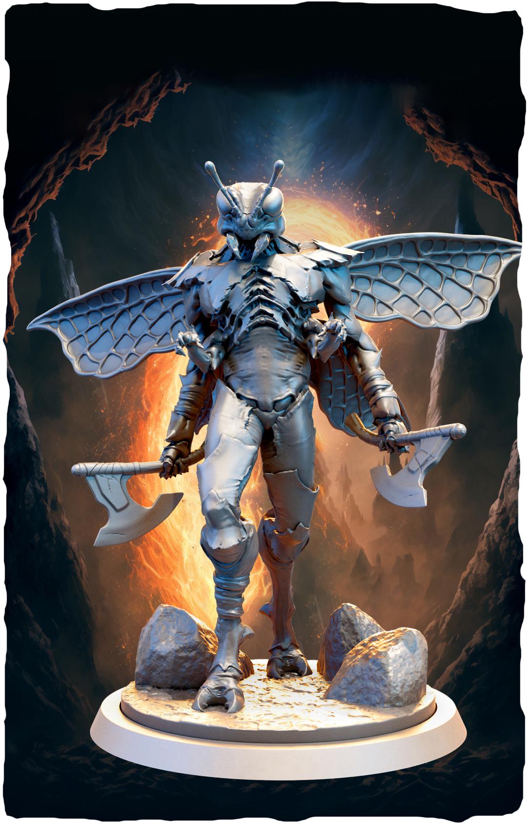Thri-Kreen Fighter, Insect Folk, Miniature | 28mm,32mm,54mm,75mm,100mm Scales | Dungeons &amp; Dragons Pathfinder | DnD 5e gift idea, RPG figure