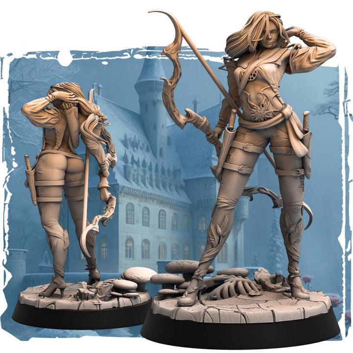 Female Elf / Half-Elf Sharpshooter Ranger Fighter D&amp;D 5e Mini | 28mm, 32mm,54mm,75mm,100mm Scales | Dungeons and Dragons Pathfinder |