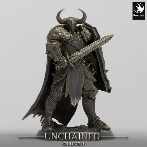 Oathbreaker Paladin, Fighter,Soldier Sword and Shield, DnD Unpainted Miniature| 28mm, 32mm,54mm,75mm,100mm Scales | Dungeons & Dragons