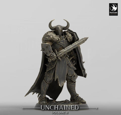 Oathbreaker Paladin, Fighter,Soldier Sword and Shield, DnD Unpainted Miniature| 28mm, 32mm,54mm,75mm,100mm Scales | Dungeons & Dragons