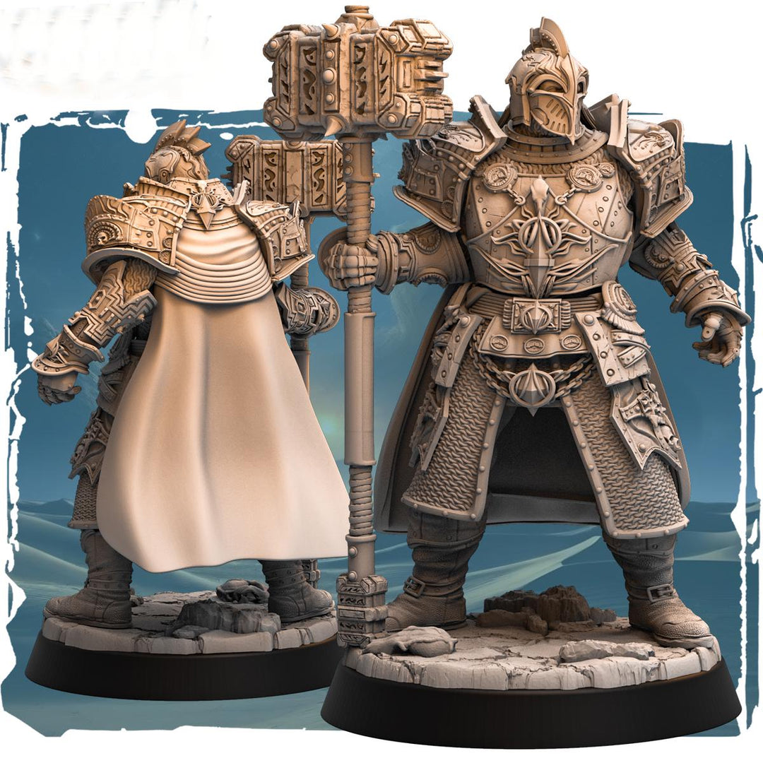 Human Cleric, Paladin Fighter Maul and Platemail | Unpainted Miniature | 5 Sizes /Scales |DnD