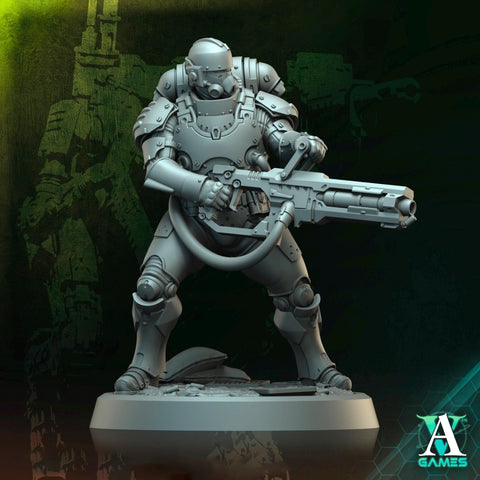 Sci-Fi Miniature Space Soldier Argo Commando | 28mm,32mm Scales & 54mm,75mm,100mm TALL | Resin Mini | Shocktrooper TPG | Archvillain Games