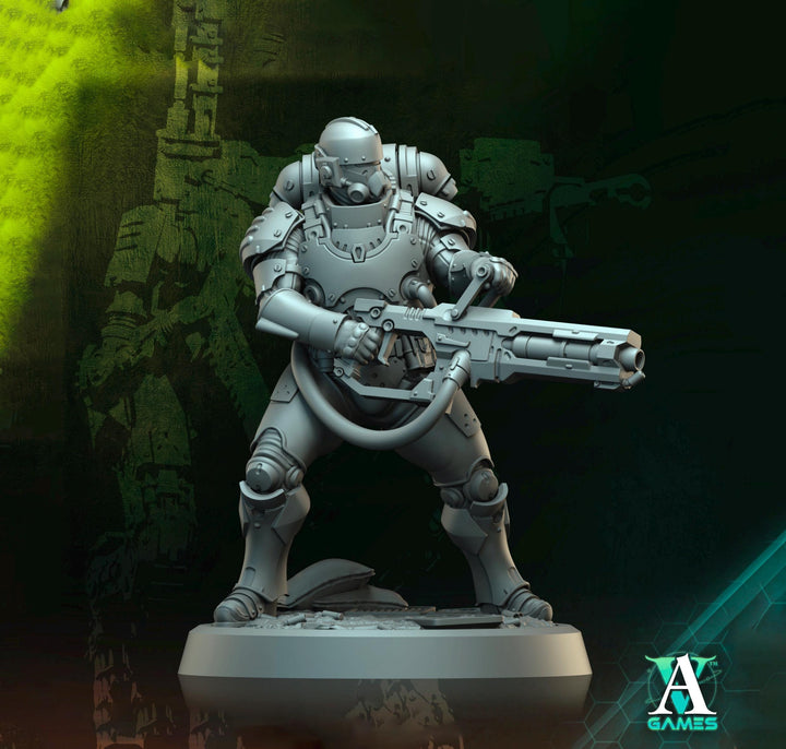 Sci-Fi Miniature Space Soldier Argo Commando | 28mm,32mm Scales &amp; 54mm,75mm,100mm TALL | Resin Mini | Shocktrooper TPG | Archvillain Games