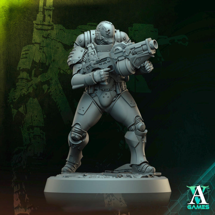 Sci-Fi Miniature Space Soldier Argo Commando | 28mm,32mm Scales &amp; 54mm,75mm,100mm TALL | Resin Mini | Shocktrooper TPG | Archvillain Games
