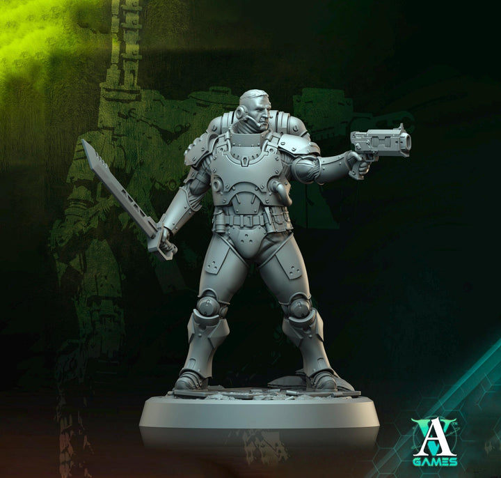 Sci-Fi Miniature Space Soldier Argo Commando | 28mm,32mm Scales &amp; 54mm,75mm,100mm TALL | Resin Mini | Shocktrooper TPG | Archvillain Games