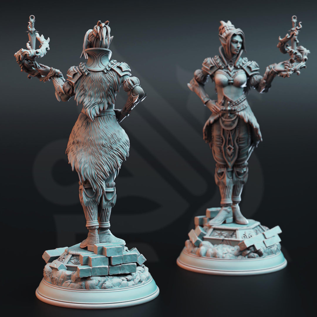 Female Half Elf Sorcerer,Warlock, Psionic Arcane Trickster Miniature | 28mm,32mm,54mm,75mm, 100mm Scales | Dungeons and Dragons 5E DM Stash