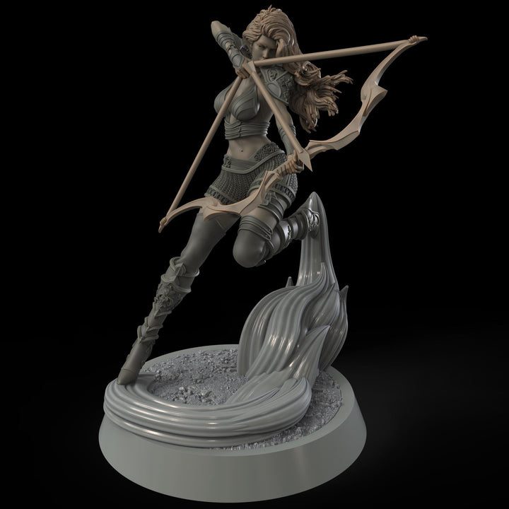 Female Elf, Human Fighter Ranger Sharpshooter, Mini | 28mm,32mm,54mm,75mm,100mm Scale | Resin Dungeons and Dragons D&amp;D 5e | Pathfinder