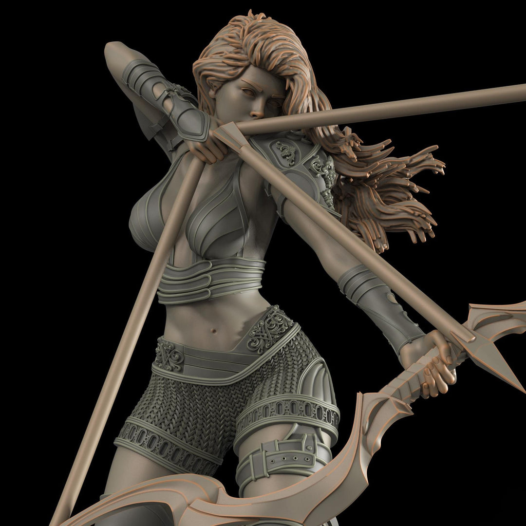 Female Elf, Human Fighter Ranger Sharpshooter, Mini | 28mm,32mm,54mm,75mm,100mm Scale | Resin Dungeons and Dragons D&amp;D 5e | Pathfinder