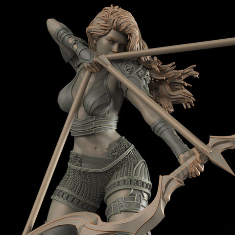 Female Elf, Human Fighter Ranger Sharpshooter, Mini | 28mm,32mm,54mm,75mm,100mm Scale | Resin Dungeons and Dragons D&D 5e | Pathfinder