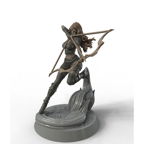 Female Elf, Human Fighter Ranger Sharpshooter, Mini | 28mm,32mm,54mm,75mm,100mm Scale | Resin Dungeons and Dragons D&D 5e | Pathfinder