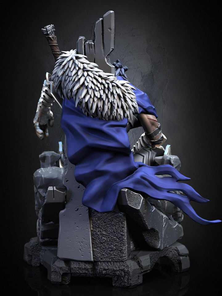 Broken Fighter King on throne D&amp;D 5e Unpainted Miniature| 28mm,32mm,54mm,75mm,100mm Scales | Pathfinder Figure | RPG | Figurine unpainted |