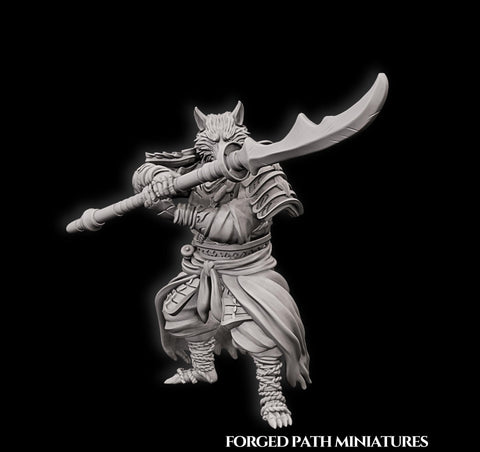 WereFox Fighter Samurai, Fox Folk, Kitsune | DnD Miniature 28mm,32mm,54mm, 75mm,100mm Scale Pathfinder Figure/ DnD Figurine unpainted