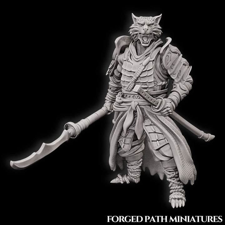 WereFox Fighter Samurai, Fox Folk, Kitsune | DnD Miniature 28mm,32mm,54mm, 75mm,100mm Scale Pathfinder Figure/ DnD Figurine unpainted
