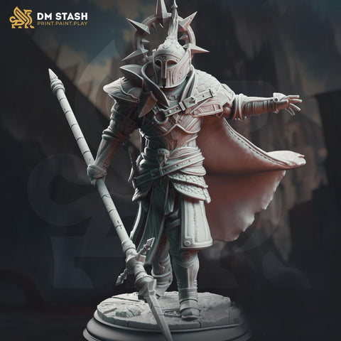 Human Fighter, Paladin, Polearm Master PC / NPC | Unpainted Miniature | 28mm, 32mm, 54mm,75mm, 100mm Scales | Pathfinder Figure | DnD Gift |