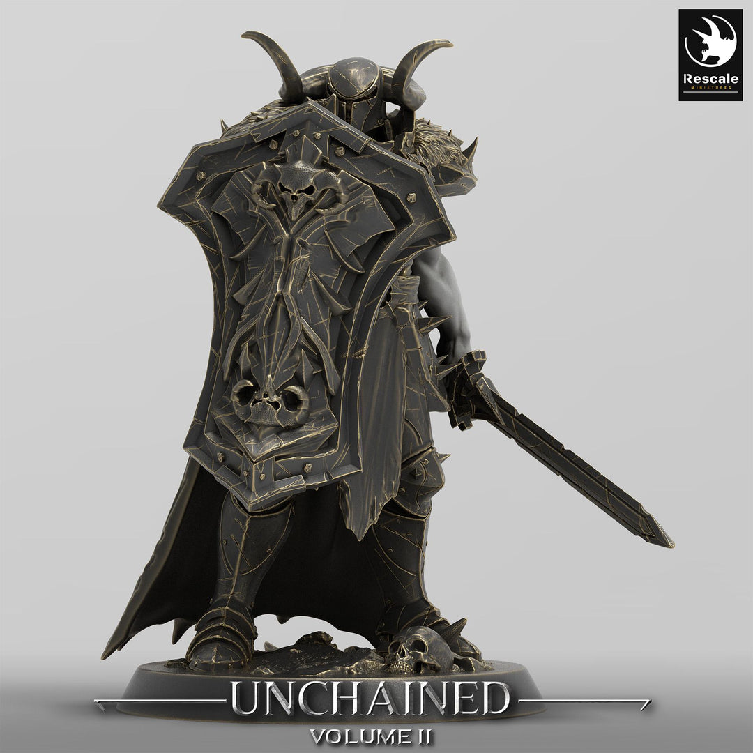 Oathbreaker Paladin, Fighter,Soldier Sword and Shield, DnD Unpainted Miniature| 28mm, 32mm,54mm,75mm,100mm Scales | Dungeons &amp; Dragons