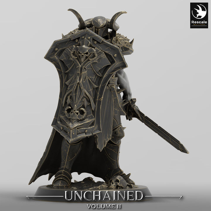 Oathbreaker Paladin, Fighter,Soldier Sword and Shield, DnD Unpainted Miniature| 28mm, 32mm,54mm,75mm,100mm Scales | Dungeons &amp; Dragons
