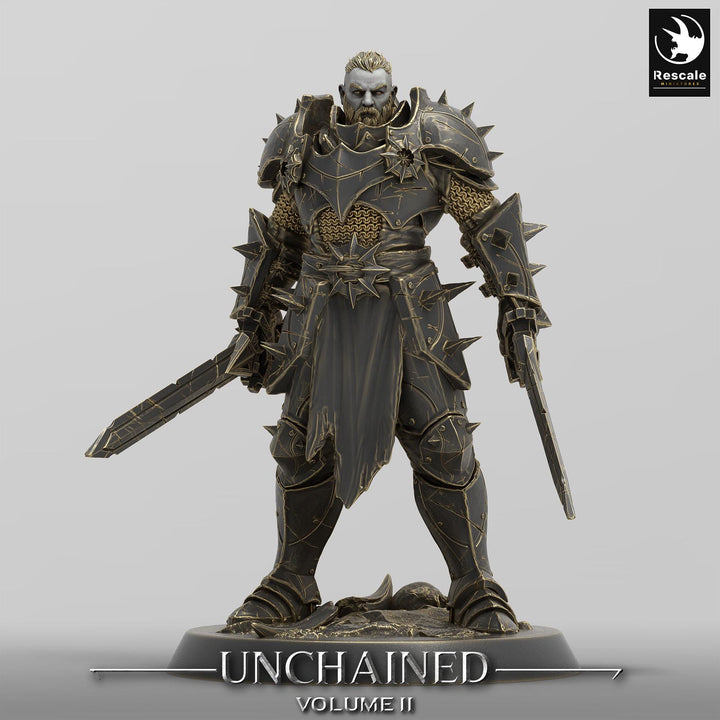 Fighter Battlemaster, Oathbreaker Paladin, Dual Swords, DnD 5e Unpainted Miniature| 28mm, 32mm,54mm,75mm,100mm Scales | Dungeons &amp; Dragons