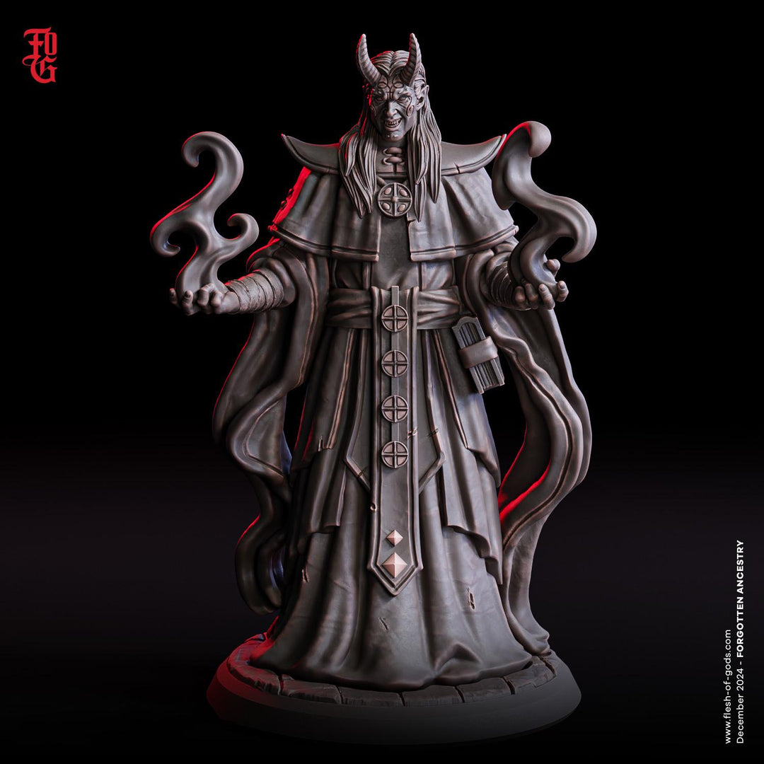 Tiefling Archmage Dark Wizard, Warlock, Sorcerer | 28mm,32mm,54mm,75mm,100mm Scale, Player Character Mini - D&amp;D 5e, Pathfinder Figurine FOG