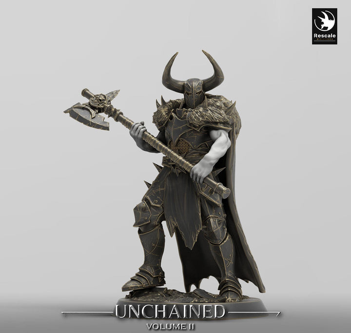 Oathbreaker Paladin, Fighter,Soldier Axe, DnD Unpainted Miniature| 28mm, 32mm,54mm,75mm,100mm Scales | Dungeons &amp; Dragons