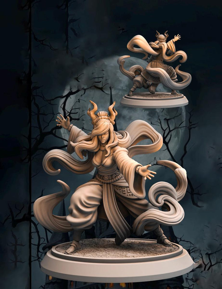 Tiefling Female Monk, Sorcerer PC NPC Miniature NSFW Topless versions | 28mm,32mm,54mm,75mm,100mm Scales |DnD 5e