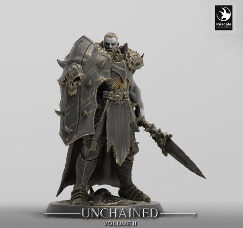 Oathbreaker Paladin, Fighter,Soldier Spear and Shield, DnD Unpainted Miniature| 28mm, 32mm,54mm,75mm,100mm Scales | Dungeons & Dragons