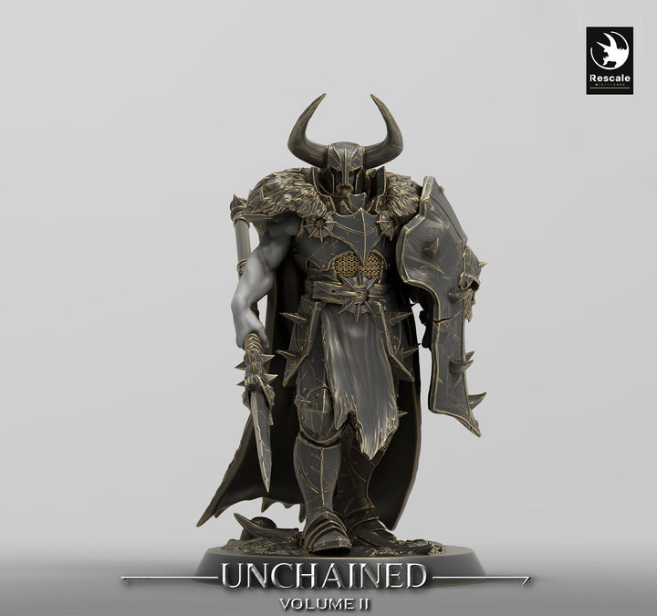 Oathbreaker Paladin, Fighter,Soldier Spear and Shield, DnD Unpainted Miniature| 28mm, 32mm,54mm,75mm,100mm Scales | Dungeons &amp; Dragons