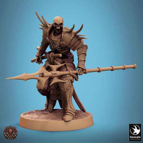 Skeleton Oriental Warrior Spear | Undead Unpainted miniature DnD | 28mm, 32mm, 54mm, 75mm,100mm | Pathfinder | Rescale Miniatures