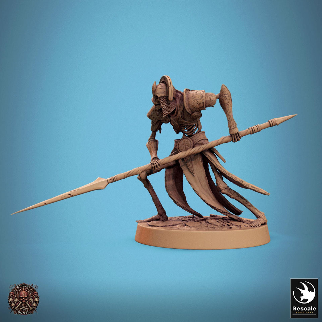 Skeleton Persian Warrior Spear | Undead Unpainted miniature DnD | 28mm, 32mm, 54mm, 75mm,100mm | Pathfinder | Rescale Miniatures