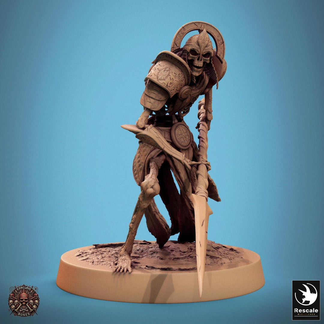 Skeleton Persian Warrior Spear | Undead Unpainted miniature DnD | 28mm, 32mm, 54mm, 75mm,100mm | Pathfinder | Rescale Miniatures