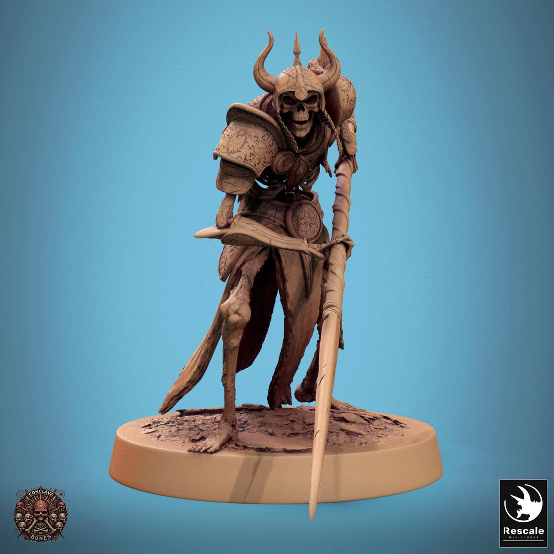 Skeleton Persian Warrior Spear | Undead Unpainted miniature DnD | 28mm, 32mm, 54mm, 75mm,100mm | Pathfinder | Rescale Miniatures