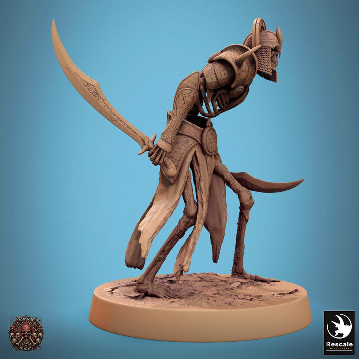 Skeleton Persian Warrior Dual Swords | Undead Unpainted miniature DnD | 28mm, 32mm, 54mm, 75mm,100mm | Pathfinder | Rescale Miniatures