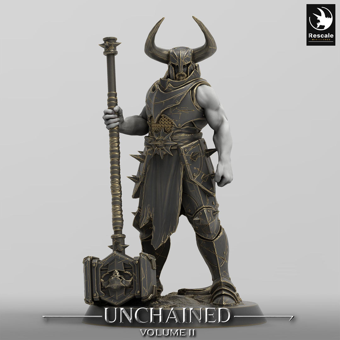 Fighter, Ranger, Barbarian Soldier Big Hammer, DnD Unpainted Miniature| 28mm, 32mm,54mm,75mm,100mm Scales | Dungeons &amp; Dragons